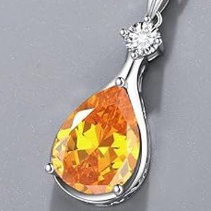 Handmade Teardrop Birthstone Necklace:  Citrine Birthstone